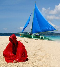 poncho cape red sun protection sail boat boracay